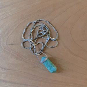 Real Turquoise Necklace with Sterling Silver Chain